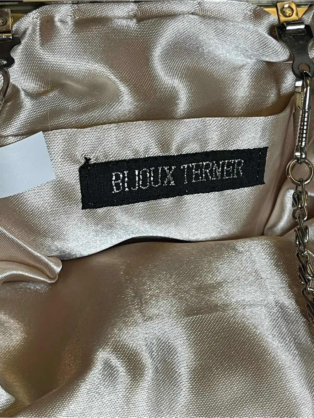 Vintage BiJoux Terner satin and seed beaded evening bag